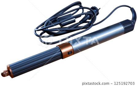 Hair styling tool for creating curls on wooden table 125192703