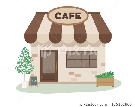 Illustration material of the exterior of a cafe 125192906