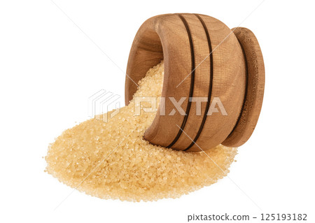 The brown sugar in wooden bowl isolated on white background The brown sugar in wooden bowl isolated on white background 125193182