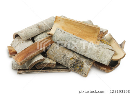 piece of aspen bark isolated on white background. 125193198