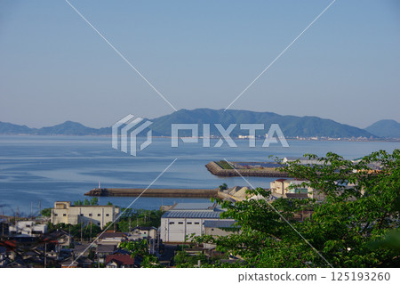 View of Kanonji City, Kagawa Prefecture from Shiroyama Park in Shikokuchuo City, Ehime Prefecture View of Kanonji City, Kagawa Prefecture from Shiroyama Park in Shikokuchuo City, Ehime Prefecture 125193260