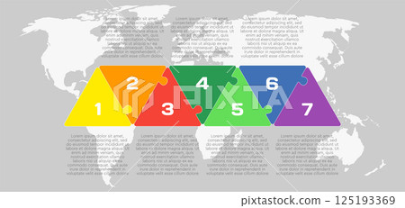 Puzzle diagram infographic process on 7 steps 125193369