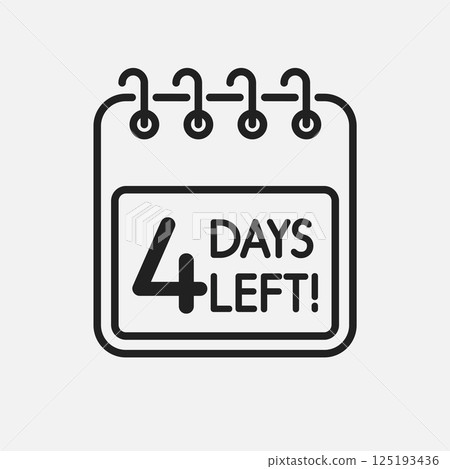 Countdown daily page calendar icon - 4 days left Countdown daily page calendar icon - 4 days left 125193436