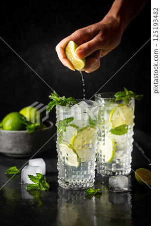 Glass of iced lemonade Glass of iced lemonade 125193482