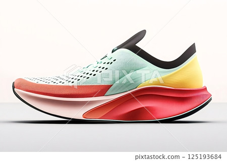 Modern colorful sports shoe promoting physical activity and healthy lifestyle Modern colorful sports shoe promoting physical activity and healthy lifestyle 125193684