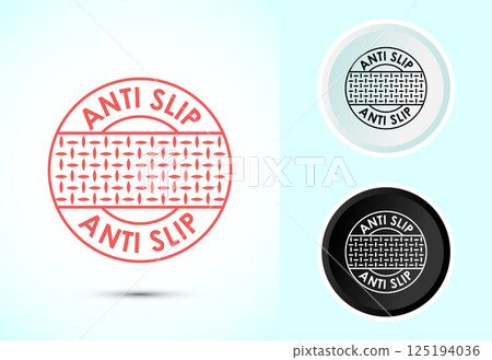 Anti slip icon design illustration. Non slip safety icon, Slip prevention sign symbol in color black and white Anti slip icon design illustration. Non slip safety icon, Slip prevention sign symbol in color black and white 125194036