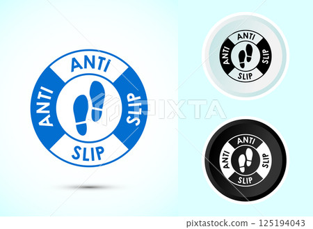 Anti slip icon design illustration. Non slip safety icon, Slip prevention sign symbol in color black and white Anti slip icon design illustration. Non slip safety icon, Slip prevention sign symbol in color black and white 125194043