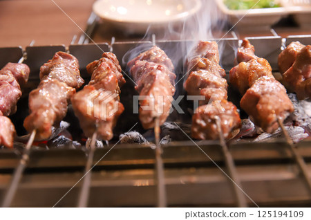 Chinese food. Grilled lamb skewers.	 125194109