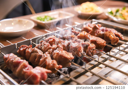 Chinese food. Grilled lamb skewers. Chinese food. Grilled lamb skewers. 125194110