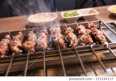 Chinese food. Grilled lamb skewers.	 125194117