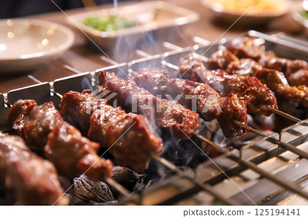 Chinese food. Grilled lamb skewers. Chinese food. Grilled lamb skewers. 125194141