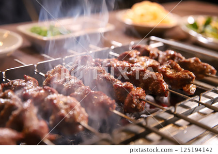 Chinese food. Grilled lamb skewers. Chinese food. Grilled lamb skewers. 125194142