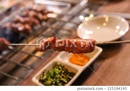 Chinese food. Grilled lamb skewers. Chinese food. Grilled lamb skewers. 125194145