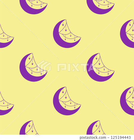 Silhouettes Magic symbols seamless pattern, with magical elements such as snake, eye, tarot cards, hand, skull. Witchcraft theme symbols and elements 125194443