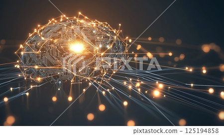 A brain made of wires and lights 125194858