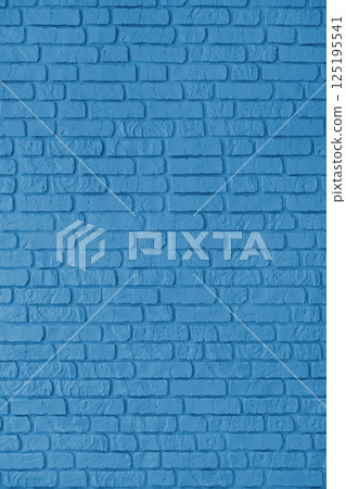 Blue color painted brick wall texture, brickwork, masonry of stone blocks vertical background 125195541
