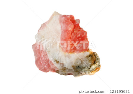 Rhodochrosite mineral stone on a white background 125195621