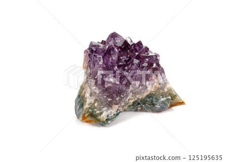 Amethyst Crystal Druse macro mineral on white background Amethyst Crystal Druse macro mineral on white background 125195635