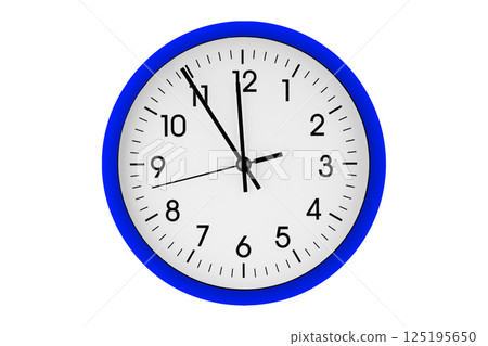 Blue watch, wall clock 11 hours 45 minutes on isolated or white background Blue watch, wall clock 11 hours 45 minutes on isolated or white background 125195650