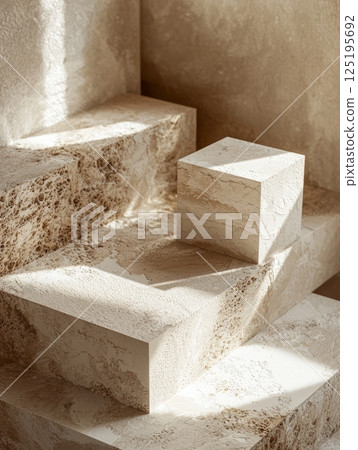 Elegant kraft card on sunlit stone stairs Elegant kraft card on sunlit stone stairs 125195692