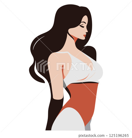 A woman in a leotard seriously working on her performance 125196265