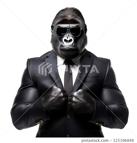 穿著黑色西裝的酷大猩猩 125196848