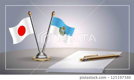 Small national flag of Japan and San Marino flag Relation, Template Vector Illustration 125197380