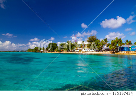 The vivid blue lagoon of Fongafale Island in Funafuti Atoll, the capital of Tuvalu, an island nation in Oceania and Polynesia The vivid blue lagoon of Fongafale Island in Funafuti Atoll, the capital of Tuvalu, an island nation in Oceania and Polynesia 125197434
