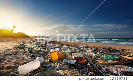 Garbage launched to the shore 125197514