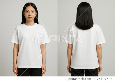 白色 T 卹樣機正面和背面 白色 T 卹樣機正面和背面 125197682