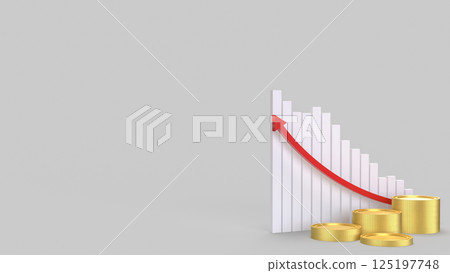 The Gold coins and chart for Business concept 3d Rendering. The Gold coins and chart for Business concept 3d Rendering. 125197748