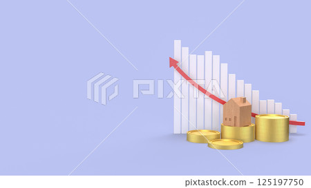The Gold coins and House for Business concept 3d Rendering. The Gold coins and House for Business concept 3d Rendering. 125197750