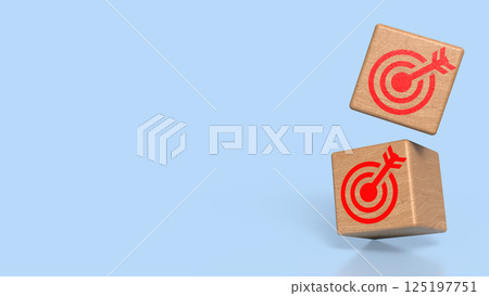 The Wood cube and Blue eye target for Business concept 3d Rendering. The Wood cube and Blue eye target for Business concept 3d Rendering. 125197751