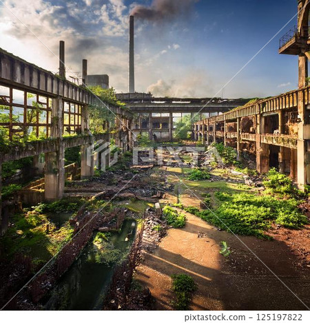 廢棄工廠的場景。 125197822