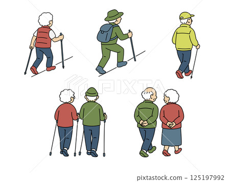 一位老人運動的背影 125197992