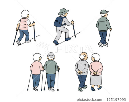 一位老人運動的背影 125197993