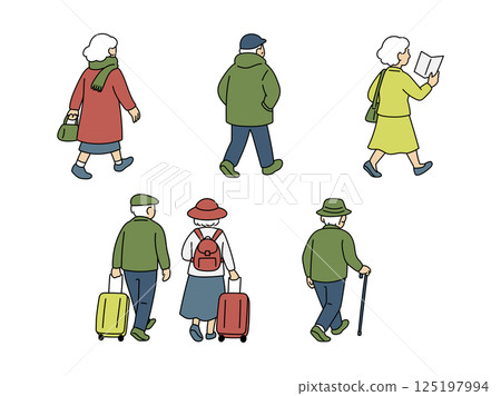 Back view of a senior going out 125197994