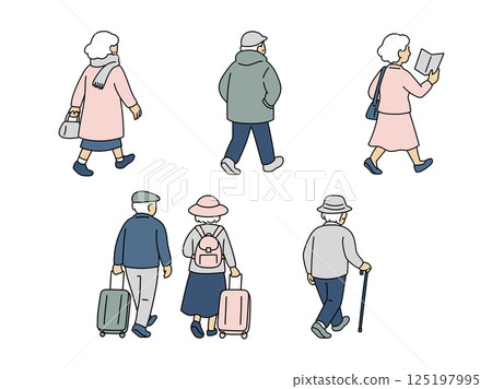 Back view of a senior going out 125197995