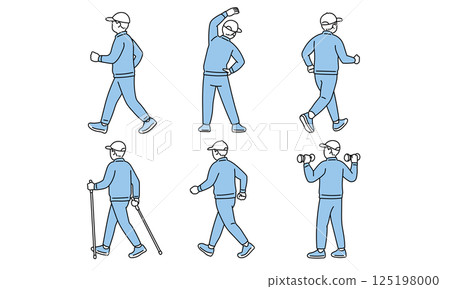 老年人健康運動習慣的後視圖 老年人健康運動習慣的後視圖 125198000