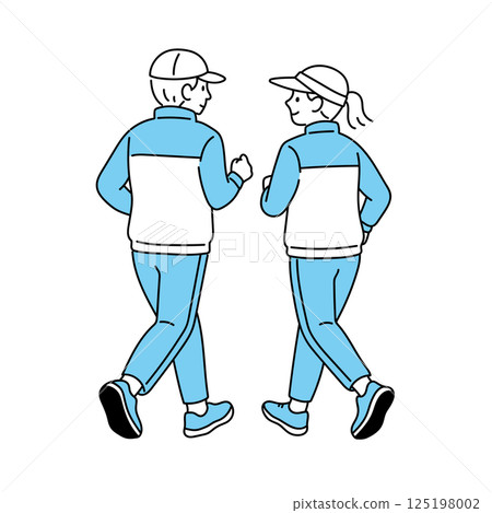 一對夫婦正在開心地鍛鍊的背影 125198002