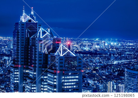 [Top 100 Night Views] Shinjuku Park Tower as seen from the Tokyo Metropolitan Government Building Observation Deck 125198065