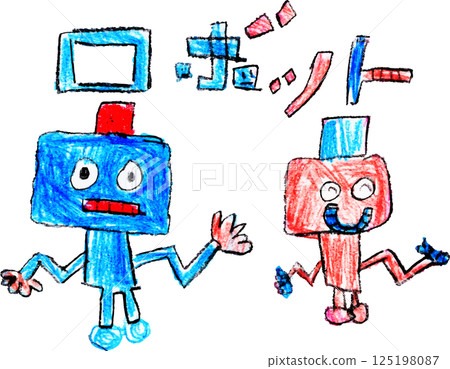 child's drawing of a robot 125198087