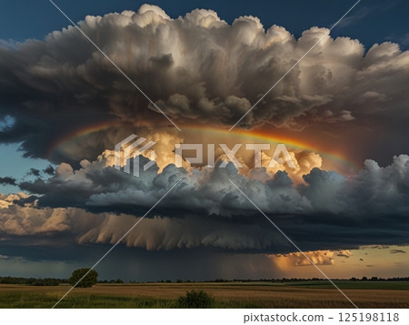 The sun seen through the gaps in the clouds 125198118