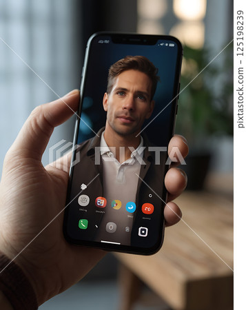 Smartphone with a man's screen 125198239