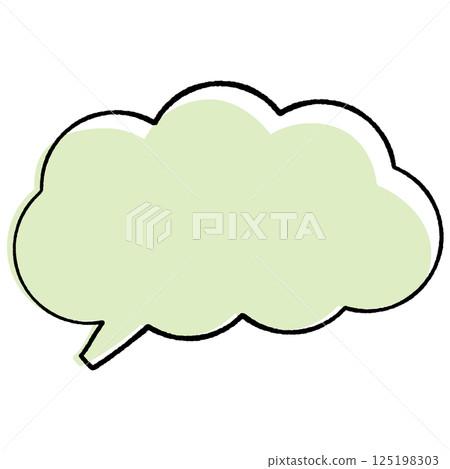 A simple speech bubble with a hand-drawn line drawing style, fluffy tail, square on the left, stylish color 125198303