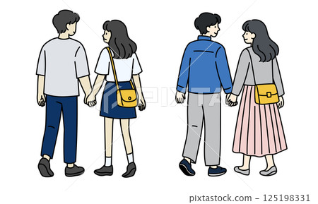 一對隨性情侶牽手的背影 125198331