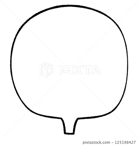 Simple speech bubble with a line drawing style. Round tail, square tail, center. Monochrome. Simple speech bubble with a line drawing style. Round tail, square tail, center. Monochrome. 125198427