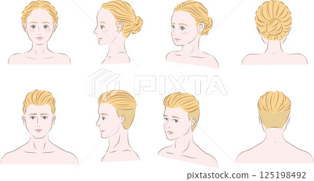 Illustration set of young Western men and women in various angles Illustration set of young Western men and women in various angles 125198492