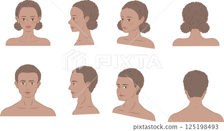 Illustration set of young African men and women in various angles 125198493