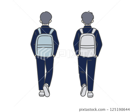 一名男高中生上學途中的背影 125198644